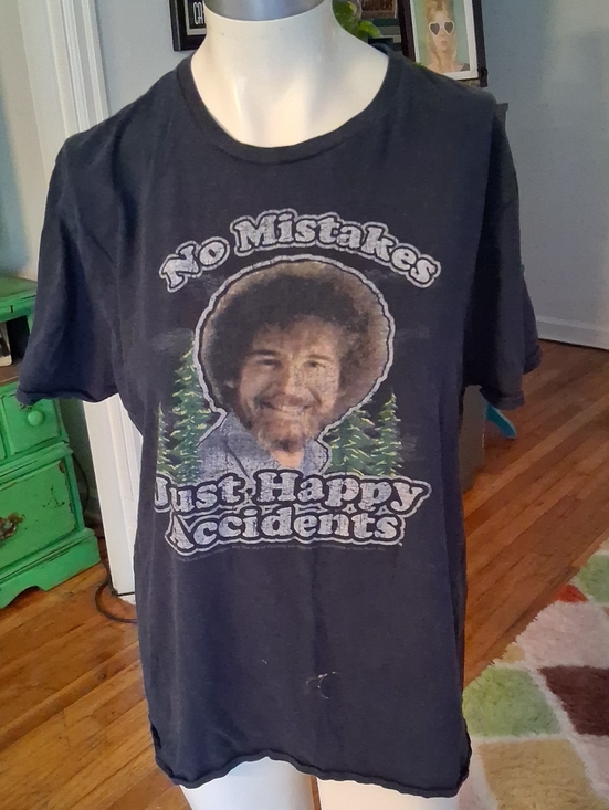 Other - Vintage-Style Black Graphic T-Shirt - 'No Mistakes Just Happy Accidents'